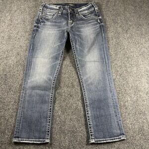 Silver Jeans Co. Women's 26x22.5‎ Blue Curvy Fit Suki Capri Jeans Luxe Stretch